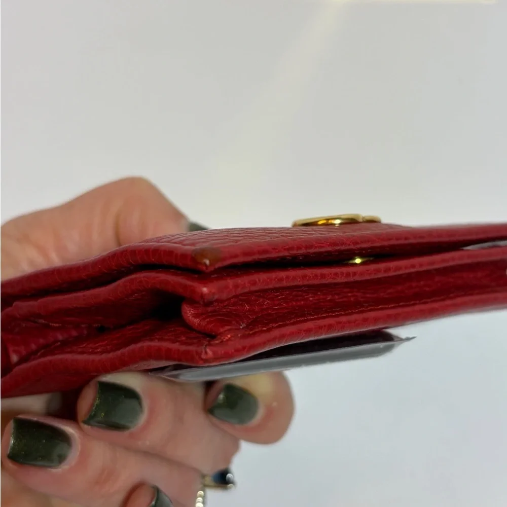 Gucci Red Leather Wallet with Gold Logo